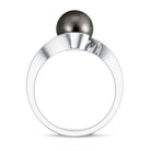 8 Carat Certified Tahitian Black Pearl Solitaire Bypass Ring AAA - Rosec Jewels
