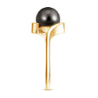 8 Carat Certified Tahitian Black Pearl Solitaire Bypass Ring AAA - Rosec Jewels