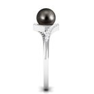 Solitaire Tahitian Pearl Bypass Engagement Ring with Diamond AAA - Rosec Jewels