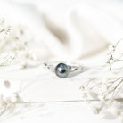 Tahitian Pearl and Diamond Crossover Engagement Ring AAA - Rosec Jewels