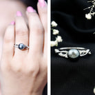 Tahitian Pearl and Diamond Crossover Engagement Ring AAA - Rosec Jewels