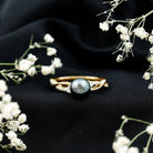 Tahitian Pearl and Diamond Crossover Engagement Ring AAA - Rosec Jewels