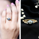 Tahitian Pearl and Diamond Crossover Engagement Ring AAA - Rosec Jewels