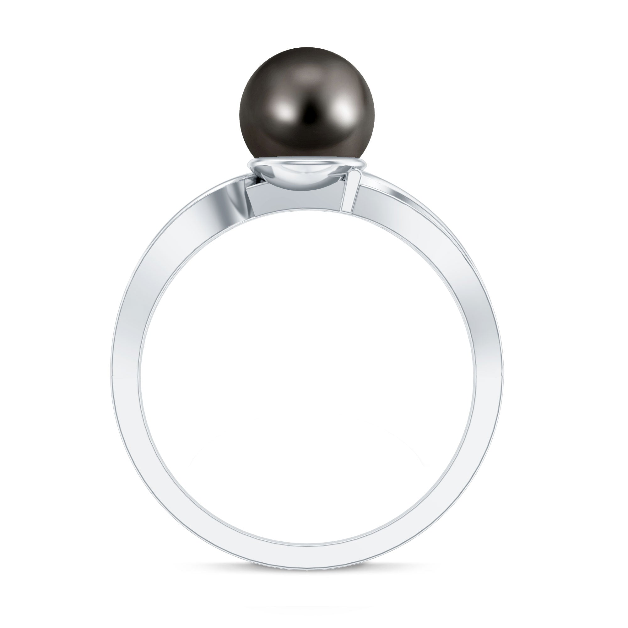 7.25 CT Solitaire Tahitian Pearl Engagement Ring with Diamond AAA - Rosec Jewels