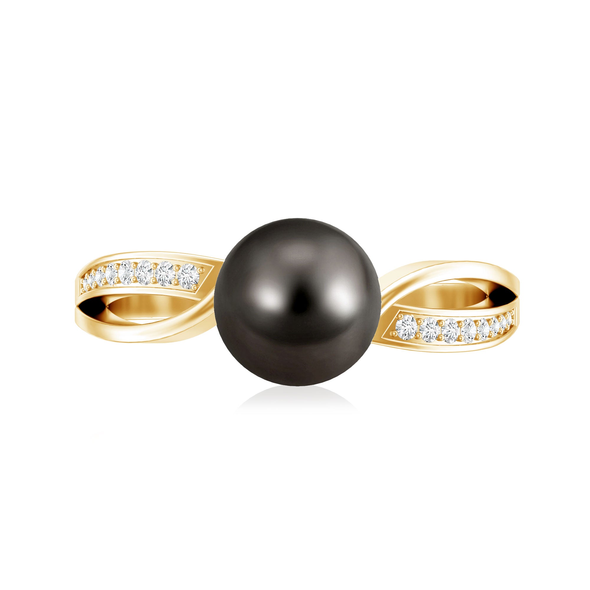 7.25 CT Solitaire Tahitian Pearl Engagement Ring with Diamond AAA - Rosec Jewels