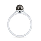 Solitaire Black Tahitian Pearl Engagement Ring with Certificate AAA - Rosec Jewels