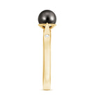 Solitaire Black Tahitian Pearl Engagement Ring with Certificate AAA - Rosec Jewels