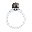 Rosec Jewels-Tahitian Pearl and Diamond Engagement Ring with Split Shank