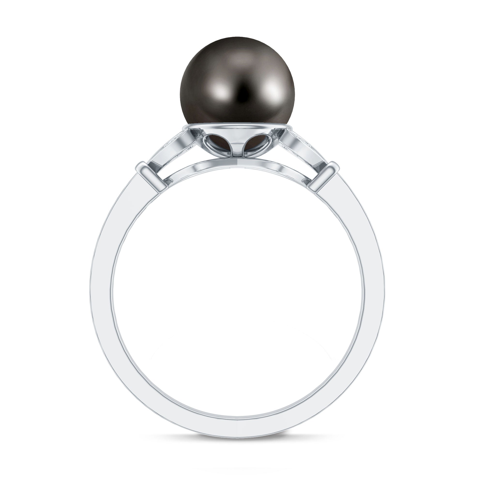Rosec Jewels-Tahitian Pearl and Diamond Engagement Ring with Split Shank