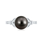 Rosec Jewels-Tahitian Pearl and Diamond Engagement Ring with Split Shank