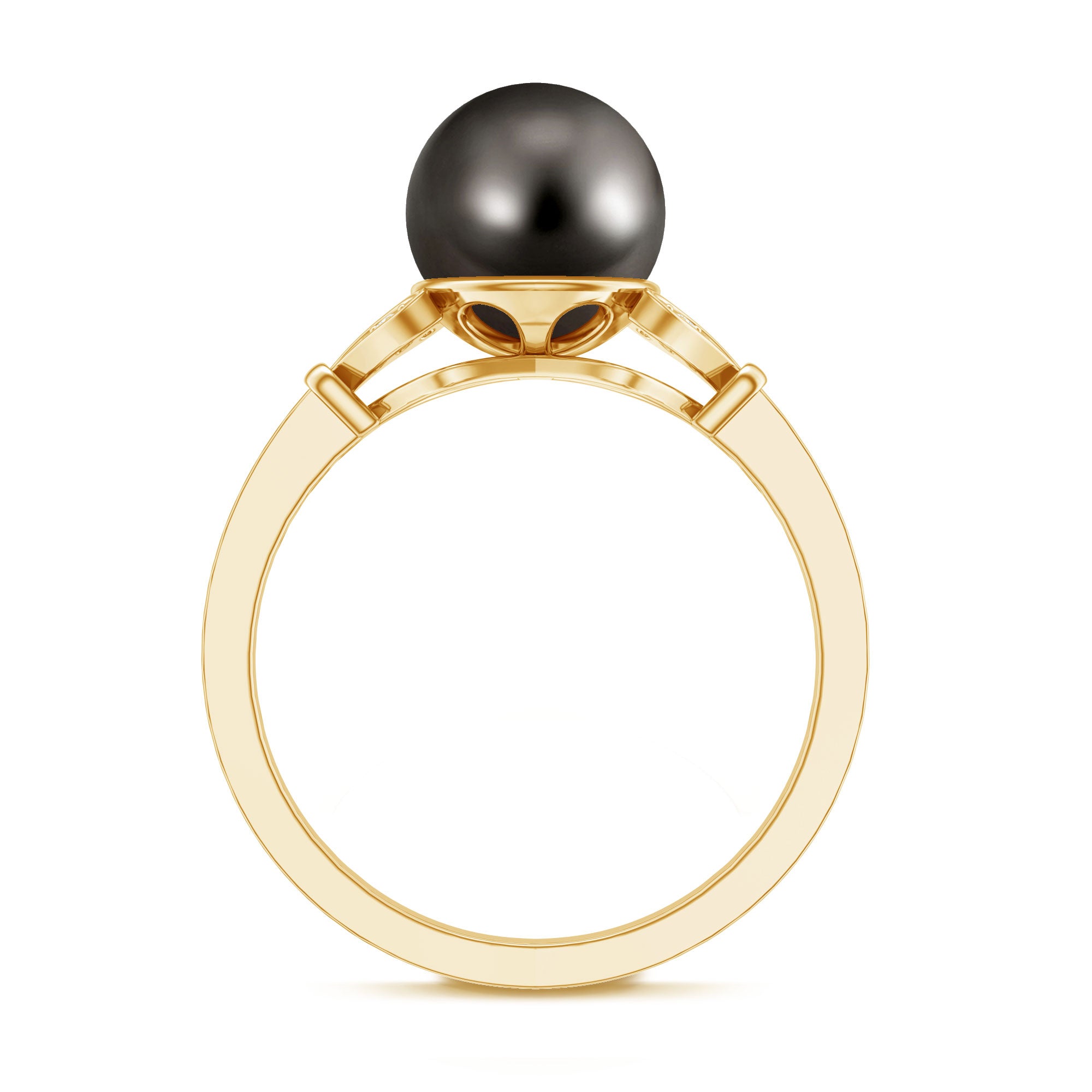 Rosec Jewels-Tahitian Pearl and Diamond Engagement Ring with Split Shank