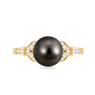 Rosec Jewels-Tahitian Pearl and Diamond Engagement Ring with Split Shank