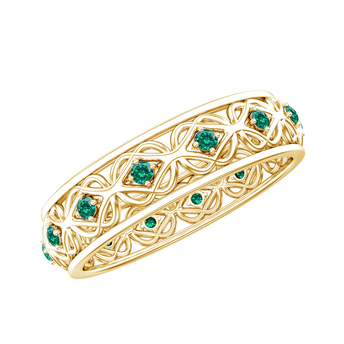 Lab Created Emerald Vintage Inspired Eternity Band AAAA - Rosec Jewels