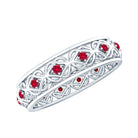 Vintage Style Lab Created Ruby Celtic Wedding Band with Certificate AAAA - Rosec Jewels