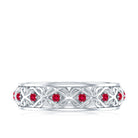 Vintage Style Lab Created Ruby Celtic Wedding Band with Certificate AAAA - Rosec Jewels