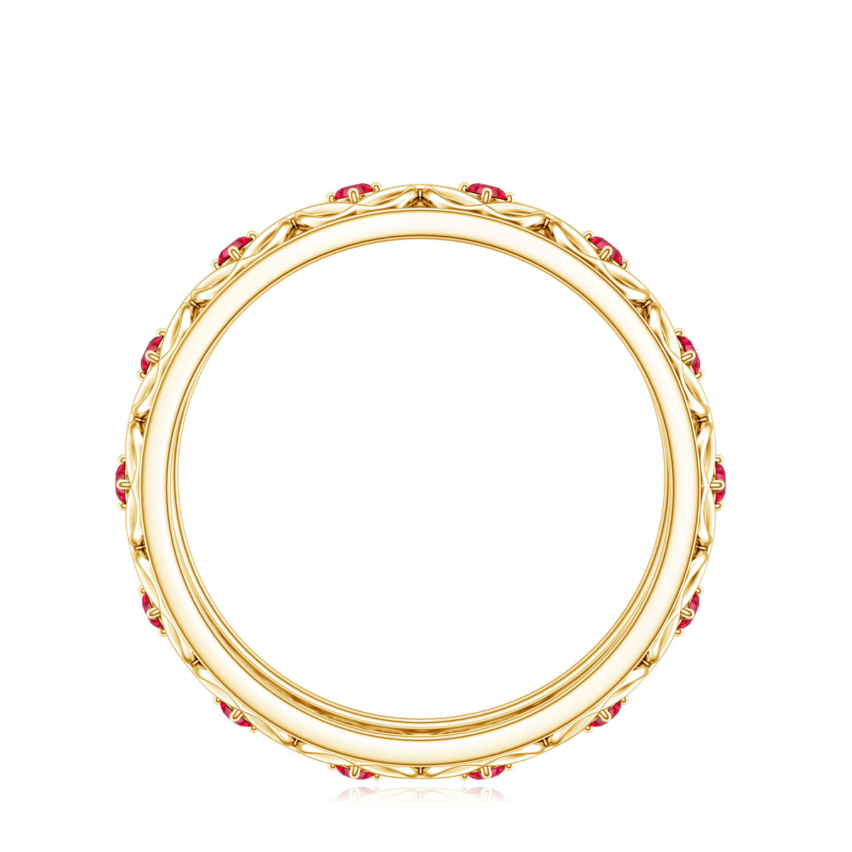 Vintage Style Lab Created Ruby Celtic Wedding Band with Certificate AAAA - Rosec Jewels
