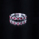 Rosec Jewels-Minimal Created Ruby Half Eternity Ring in Bezel Setting