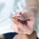 Rosec Jewels-Minimal Created Ruby Half Eternity Ring in Bezel Setting