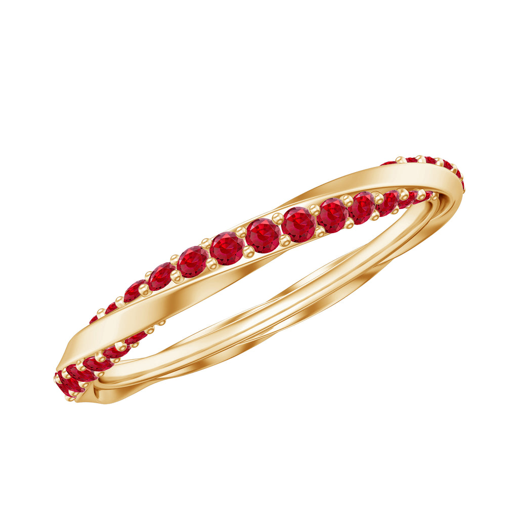 Round Cut Lab Created Ruby Twisted Eternity Ring Lab Created Ruby - ( AAAA ) - Quality - Rosec Jewels
