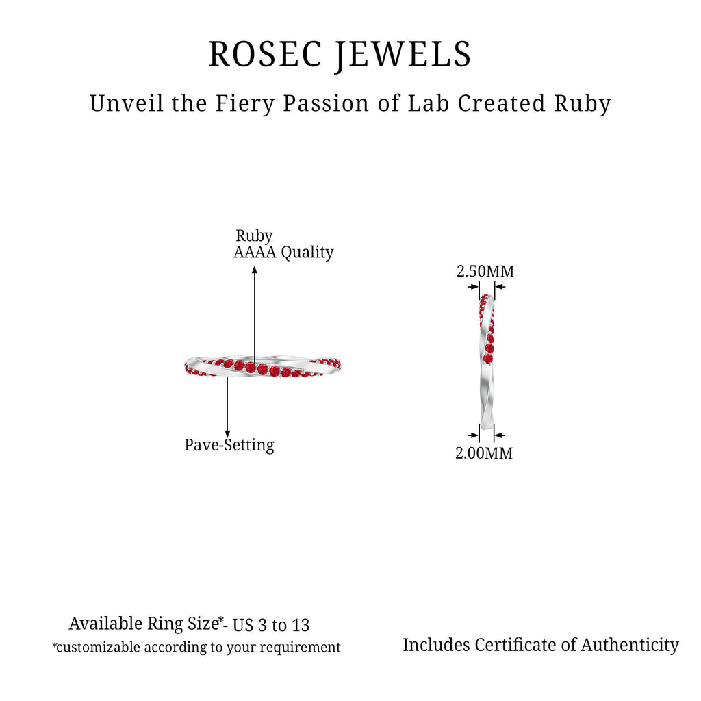 Round Cut Lab Created Ruby Twisted Eternity Ring Lab Created Ruby - ( AAAA ) - Quality - Rosec Jewels