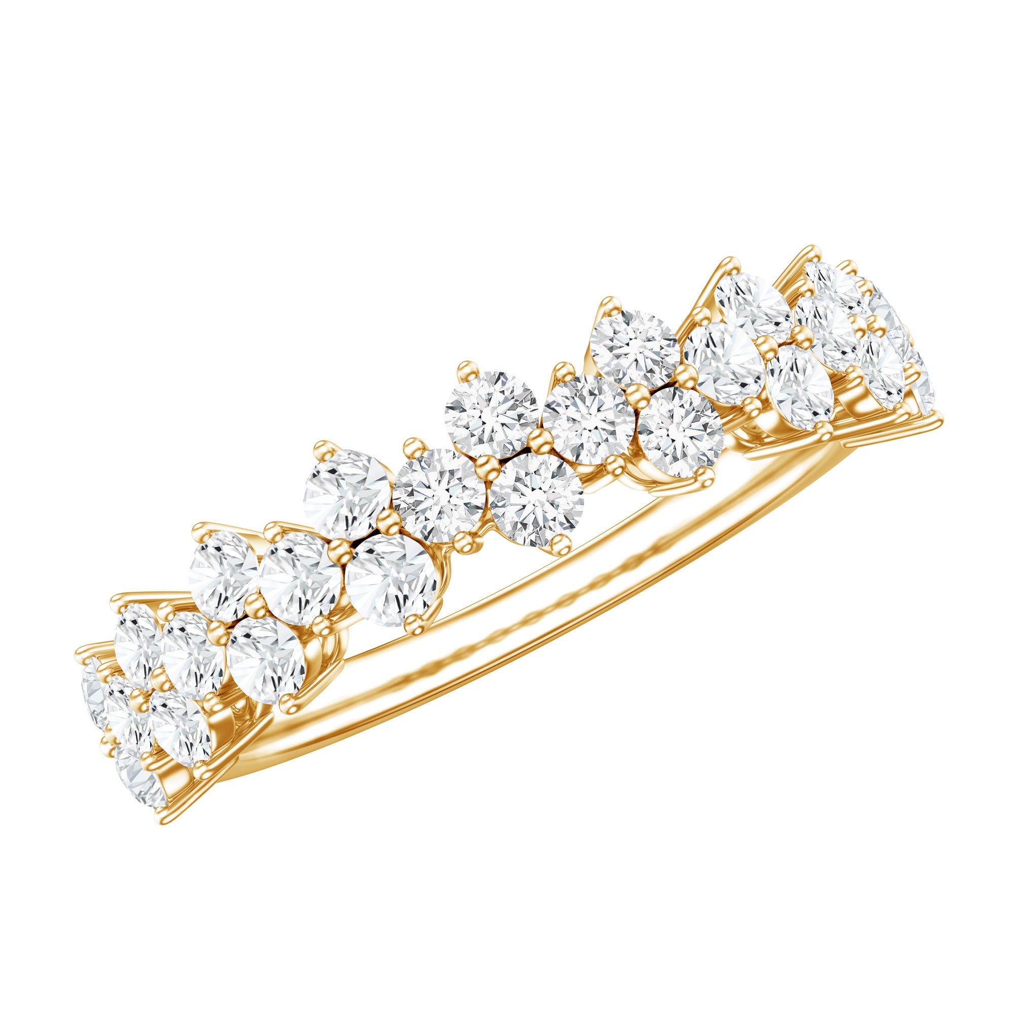 Round Moissanite Cluster Eternity Wedding Band D-VS1 - Rosec Jewels