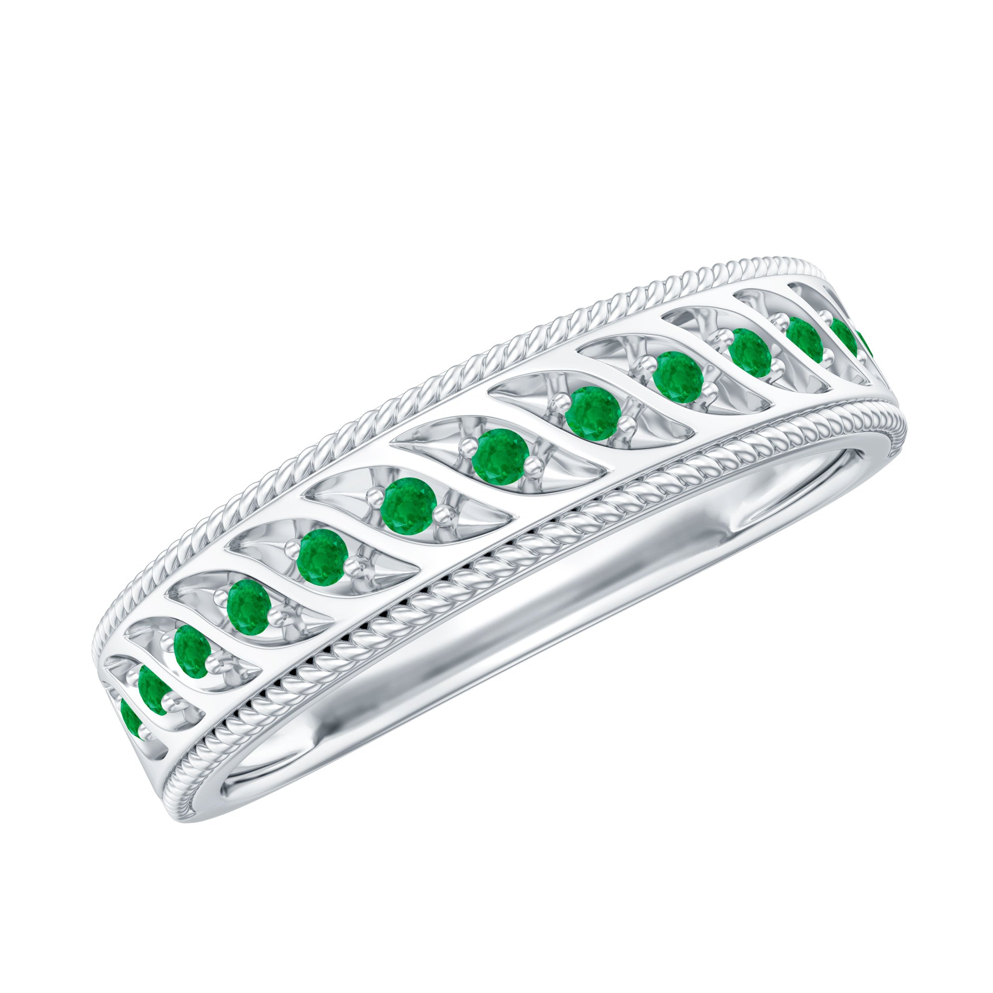 Rosec Jewels-Genuine Emerald Vintage Inspired Eternity Band