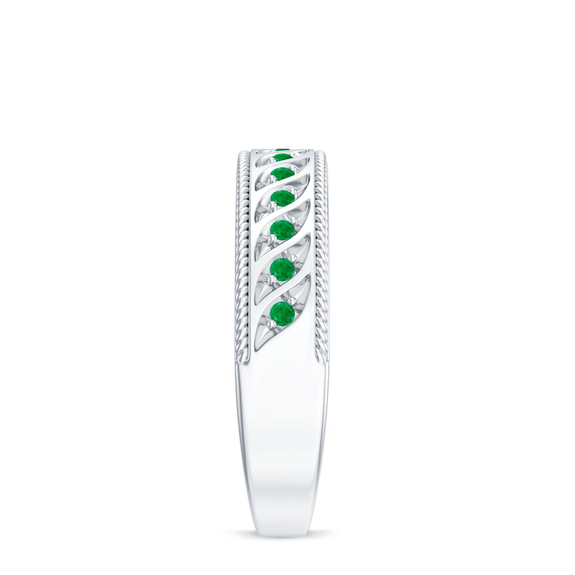 Rosec Jewels-Genuine Emerald Vintage Inspired Eternity Band