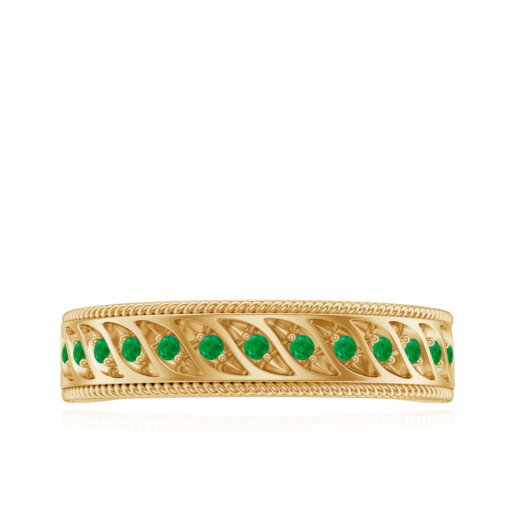 Rosec Jewels-Genuine Emerald Vintage Inspired Eternity Band