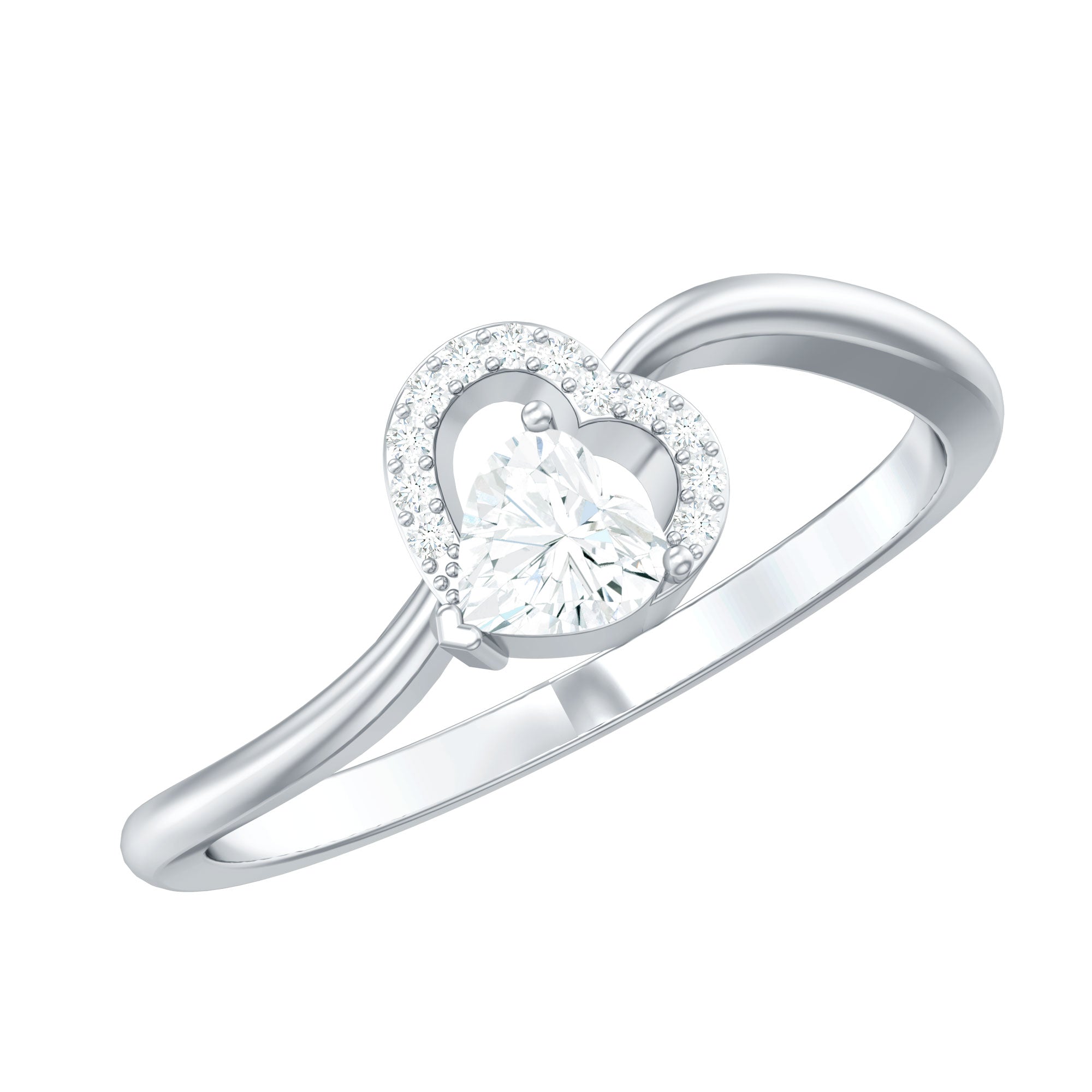 Certified Moissanite Heart Promise Ring for Her D-VS1 - Rosec Jewels