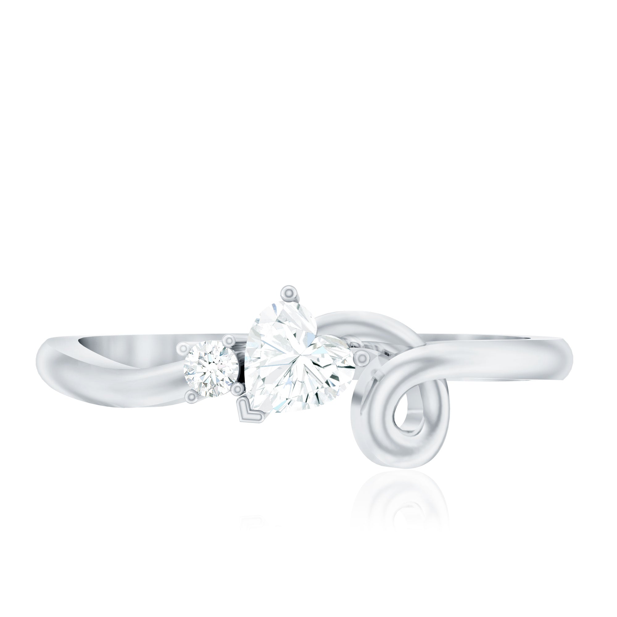 Certified Moissanite Heart Promise Ring with Twisted Shank D-VS1 - Rosec Jewels