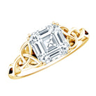 Asscher Cut 3 Carat Moissanite Celtic Knot Engagement Ring D-VS1 - Rosec Jewels