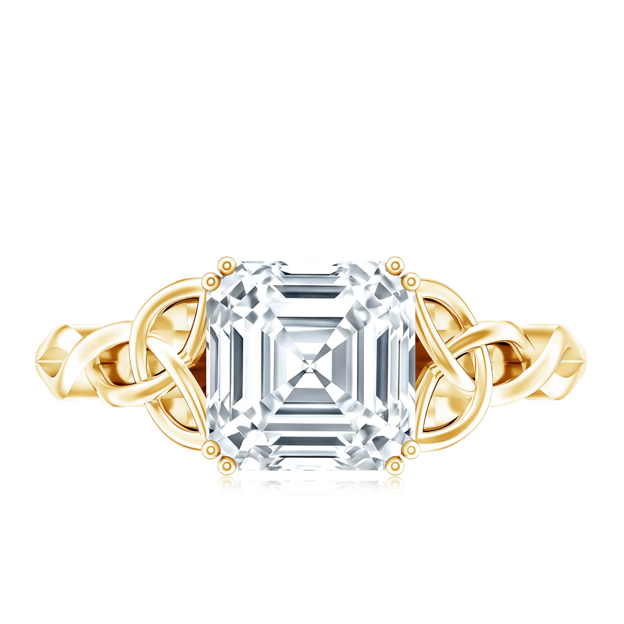 Asscher Cut 3 Carat Moissanite Celtic Knot Engagement Ring D-VS1 - Rosec Jewels