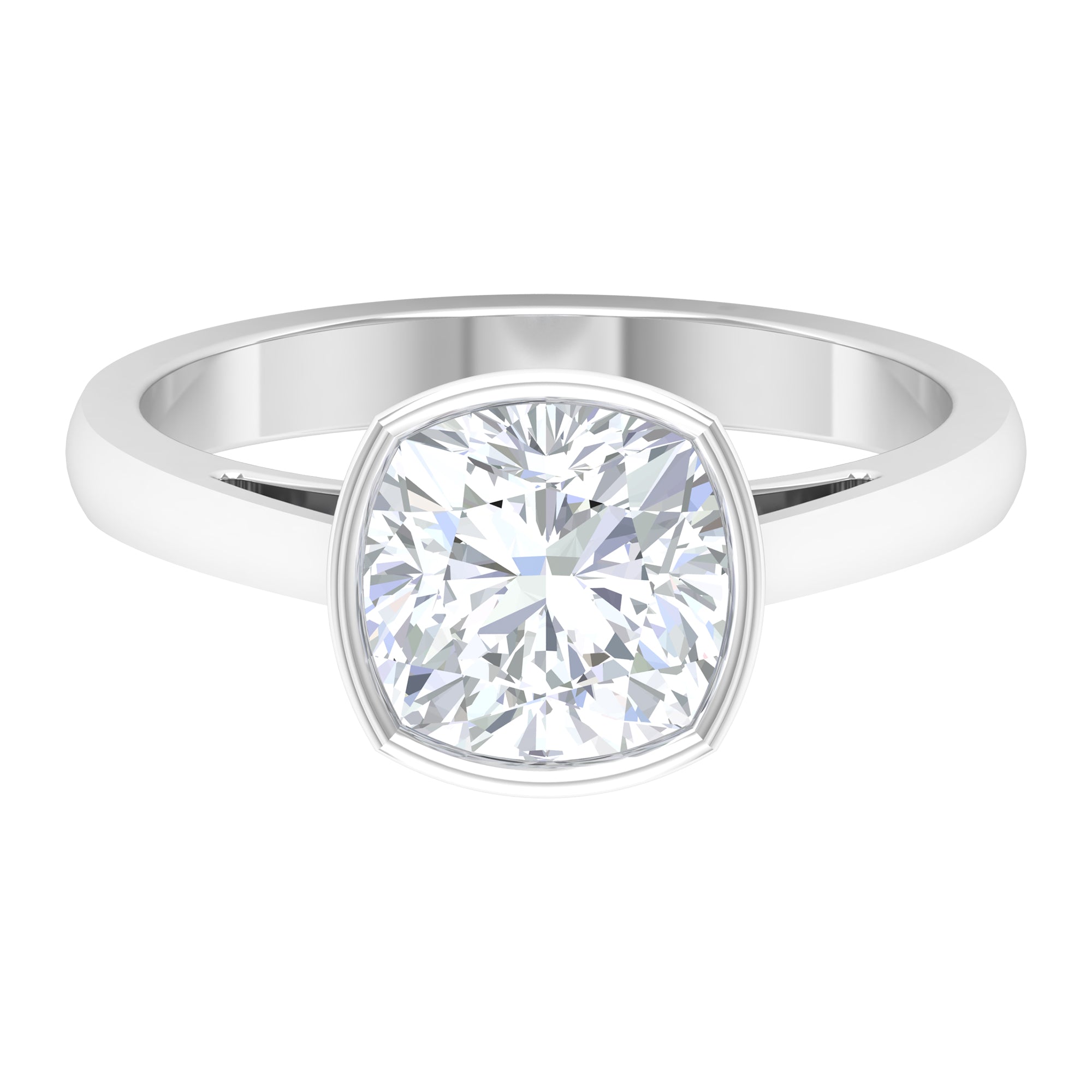 Cushion Cut Solitaire Moissanite Engagement Ring Moissanite - ( D-VS1 ) - Color and Clarity - Rosec Jewels