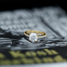 Certified 3 Carat Moissanite Cushion Cut Engagement Ring in Silver D-VS1 14K Yellow Gold Plated Silver - Rosec Jewels