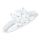 Solitaire Moissanite Cushion Cut Engagement Ring with Side Stones D-VS1 - Rosec Jewels