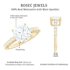 Solitaire Moissanite Cushion Cut Engagement Ring with Side Stones D-VS1 - Rosec Jewels