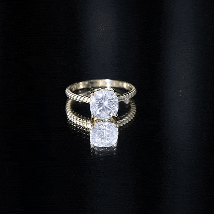 3 CT Certified Moissanite Cushion Cut Engagement Ring D-VS1 - Rosec Jewels