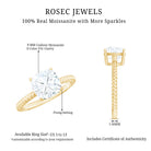 3 CT Certified Moissanite Cushion Cut Engagement Ring D-VS1 - Rosec Jewels