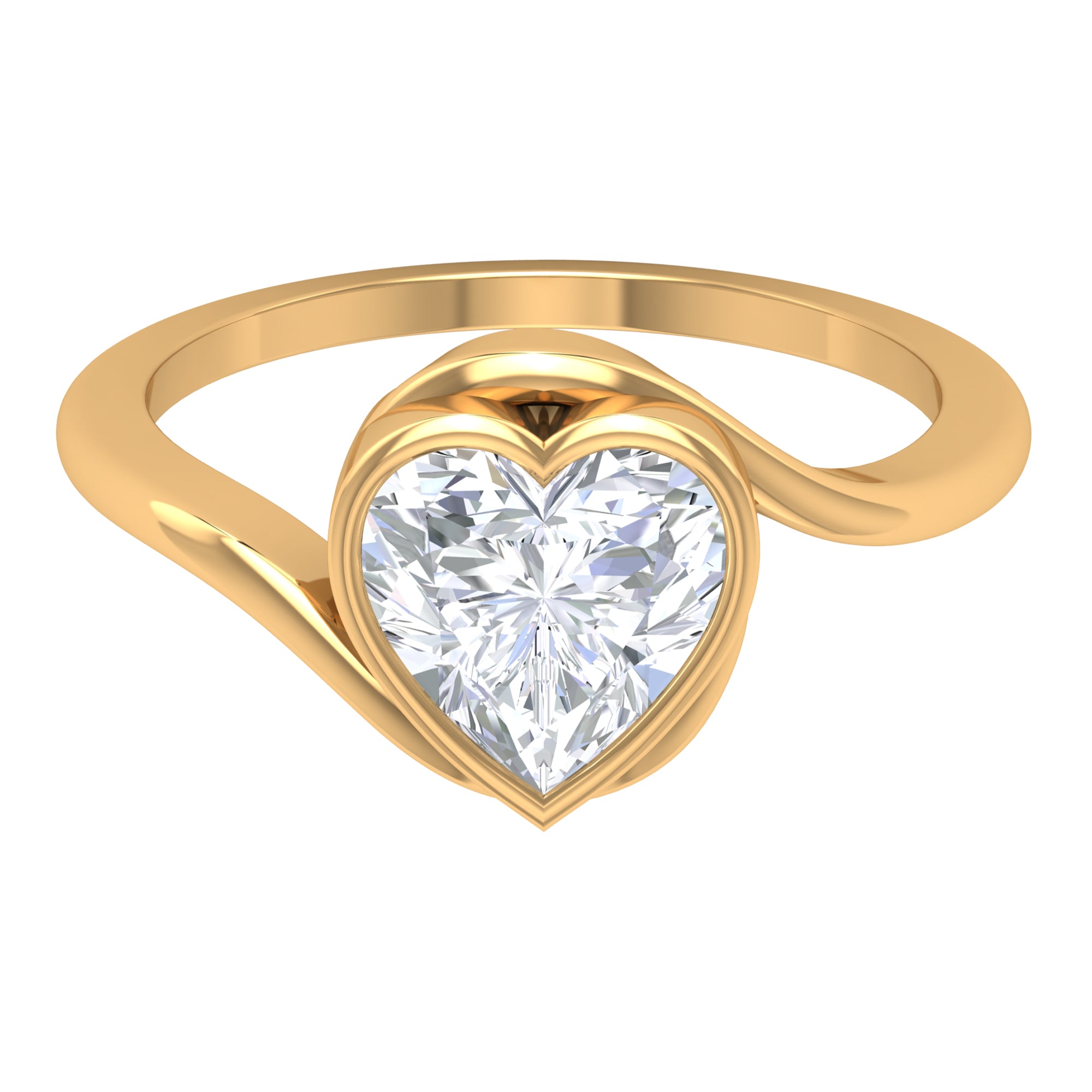 Heart Shape Moissanite Solitaire Bypass Ring Moissanite - ( D-VS1 ) - Color and Clarity - Rosec Jewels