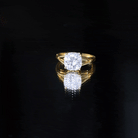 Rosec Jewels-Cushion Cut Moissanite Engagement Ring With Split Shank