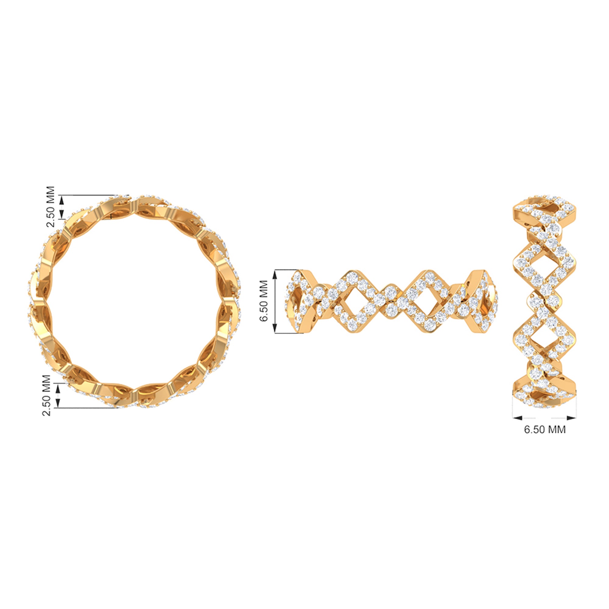 Zircon Twisted Stackable Eternity Ring AAAA - Rosec Jewels