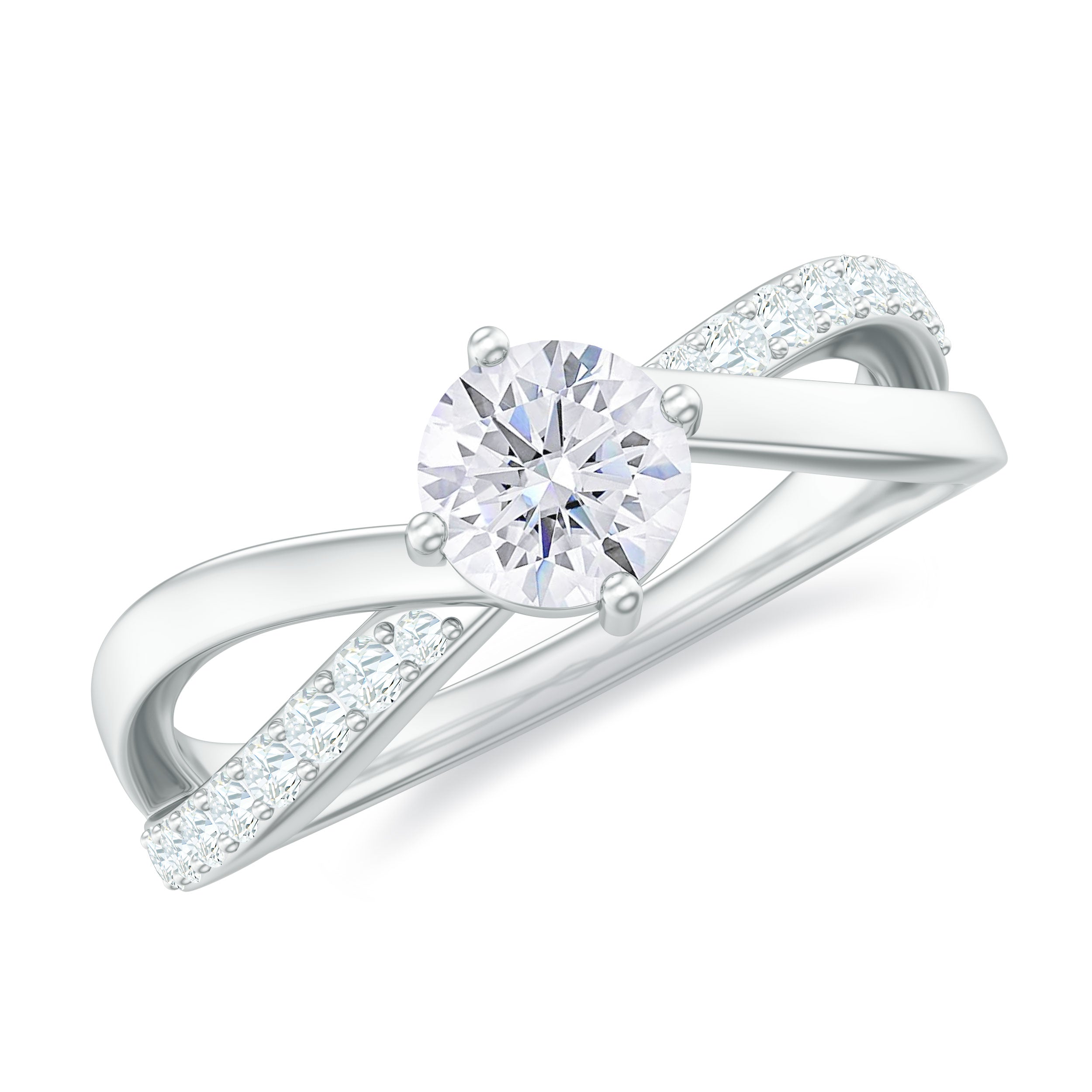 Rosec Jewels-Round Cut Zircon Infinity Solitaire Ring in Prong Setting