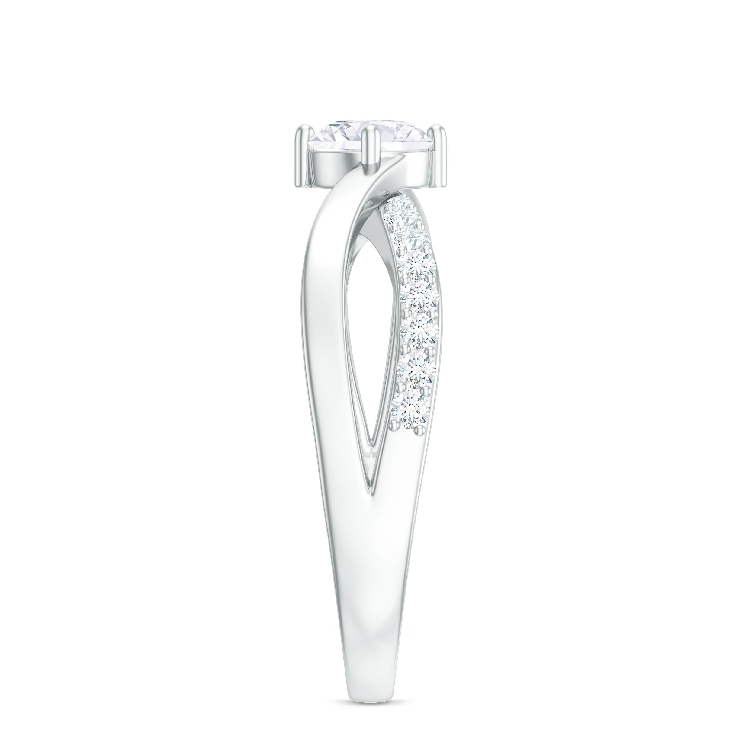 Rosec Jewels-Round Cut Zircon Infinity Solitaire Ring in Prong Setting