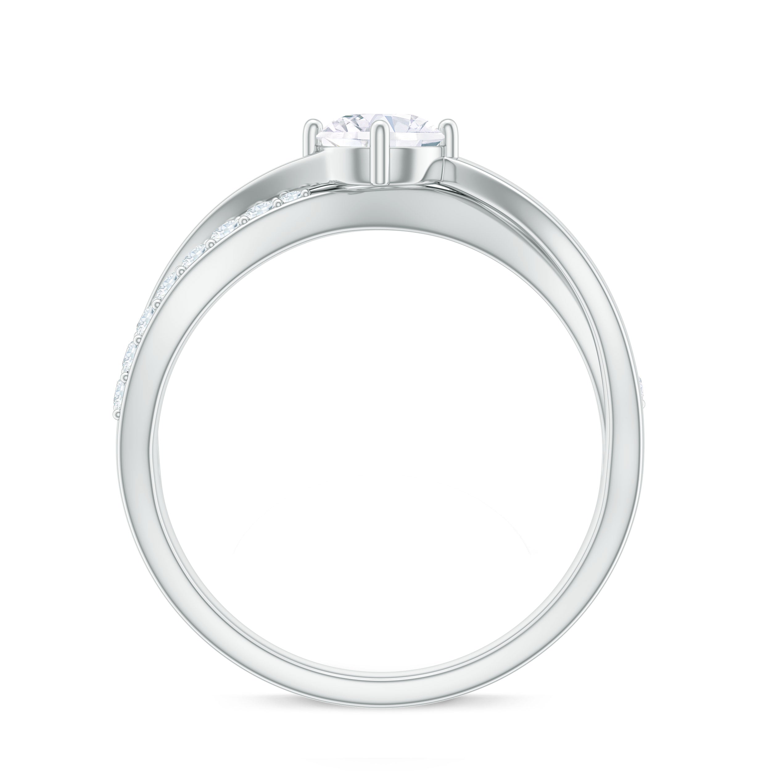 Rosec Jewels-Round Cut Zircon Infinity Solitaire Ring in Prong Setting