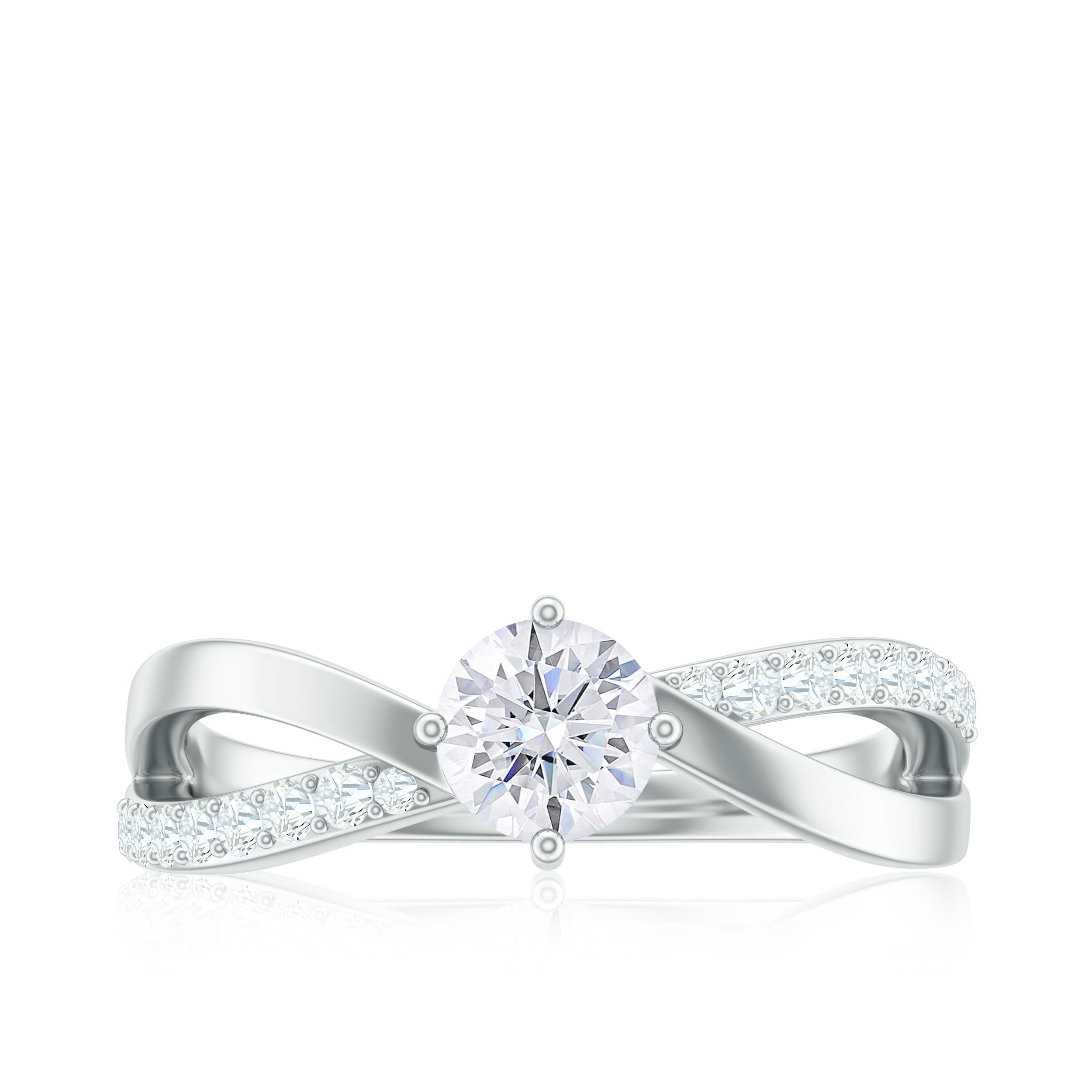 Rosec Jewels-Round Cut Zircon Infinity Solitaire Ring in Prong Setting