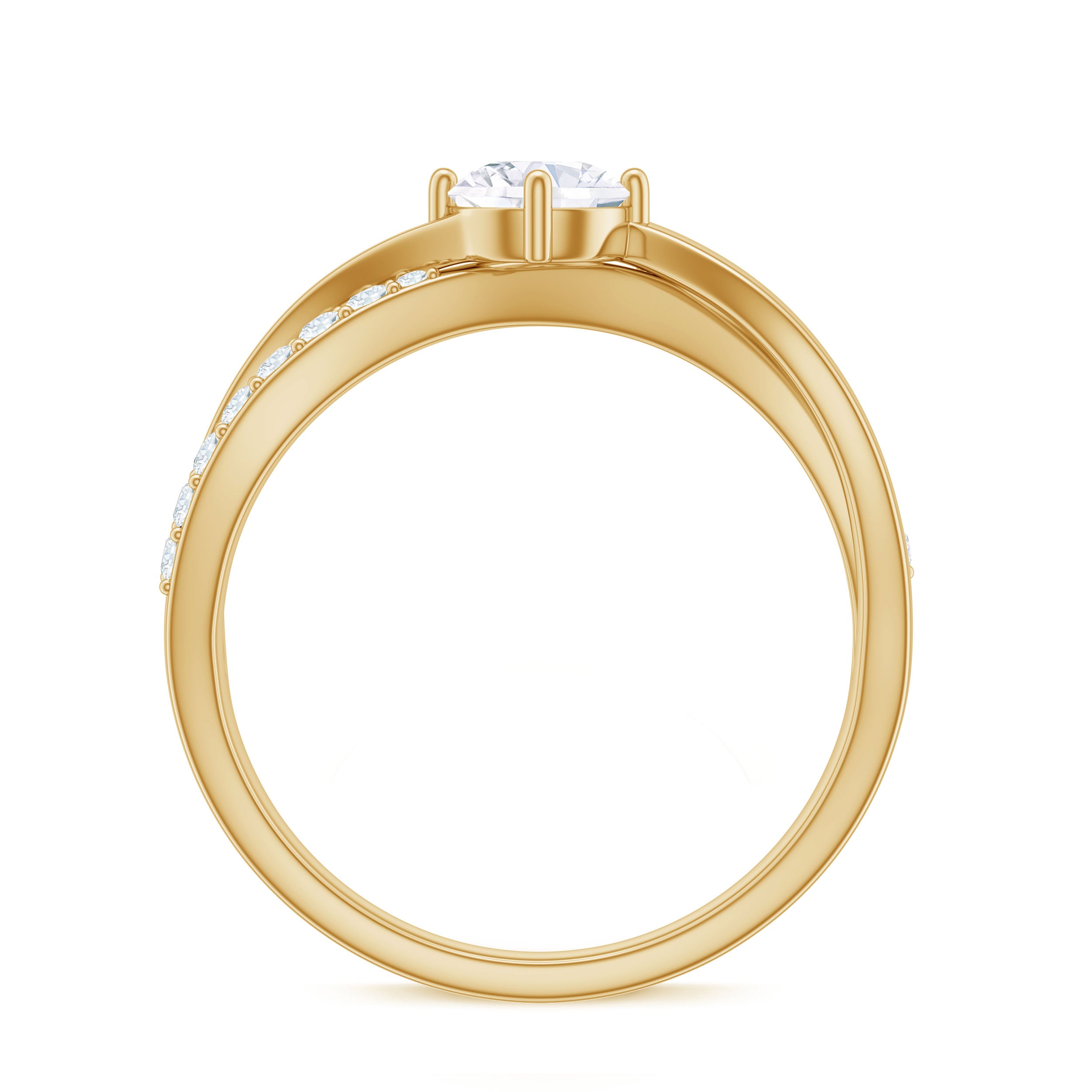Rosec Jewels-Round Cut Zircon Infinity Solitaire Ring in Prong Setting