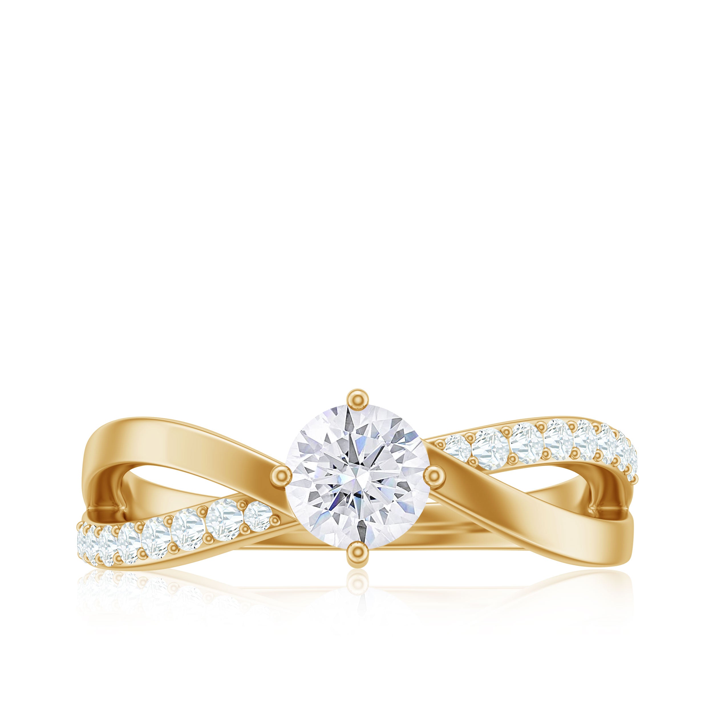 Rosec Jewels-Round Cut Zircon Infinity Solitaire Ring in Prong Setting
