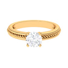 Cubic Zirconia Solitaire Twisted Rope Ring in Square Prong Setting AAAA - Rosec Jewels