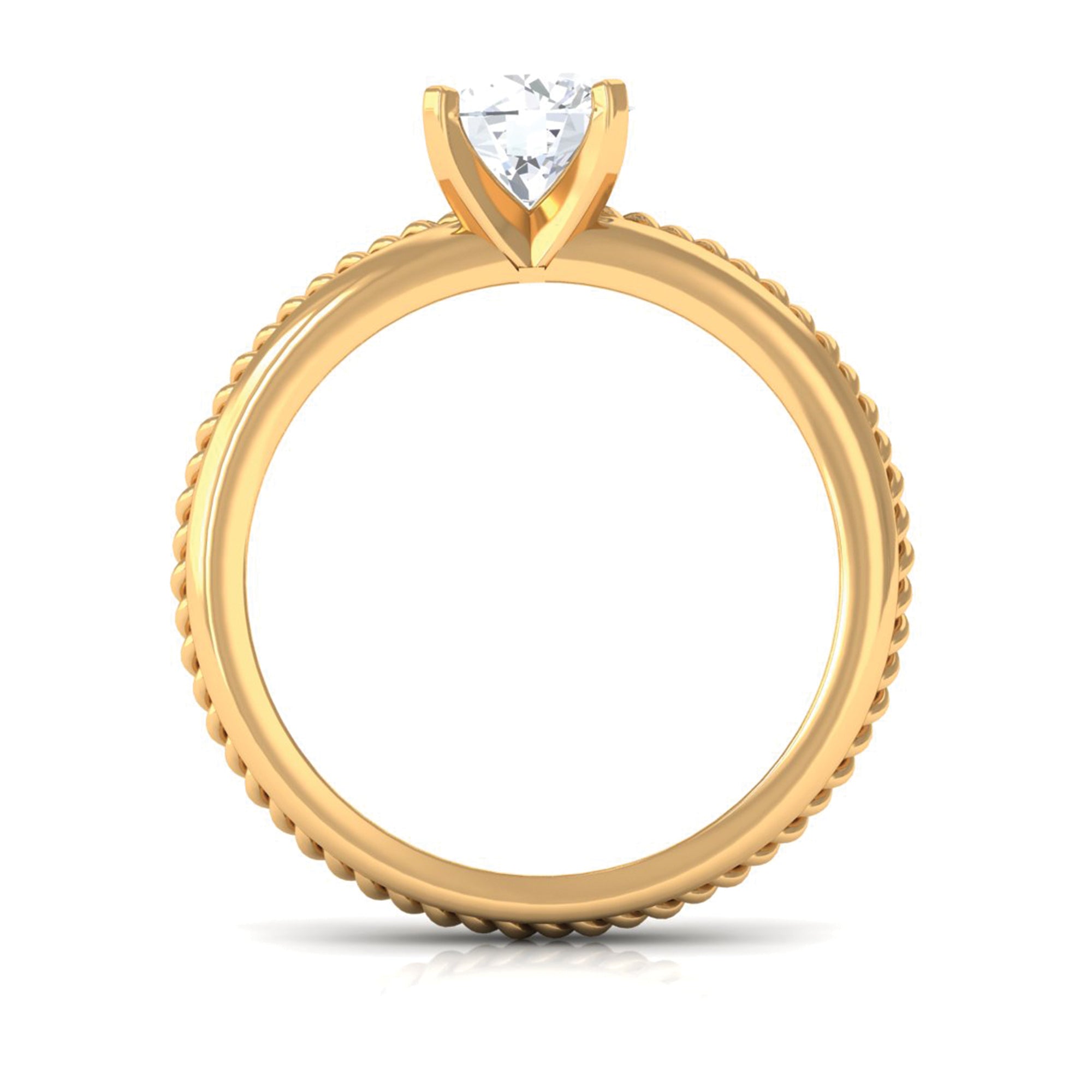 Cubic Zirconia Solitaire Twisted Rope Ring in Square Prong Setting AAAA - Rosec Jewels