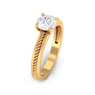 Cubic Zirconia Solitaire Twisted Rope Ring in Square Prong Setting AAAA - Rosec Jewels